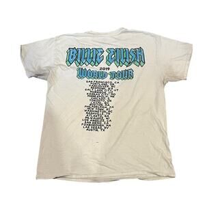 White Billie Eilish Concert Tour Shirt Size L Official World Tour Graphic Tee
